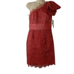 Jessica Simpson Womens Mini One Shoulder Dress Mauve Pink Floral Lace 6 New